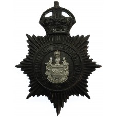 Eastbourne Borough Police Black Helmet Plate - King's Crown