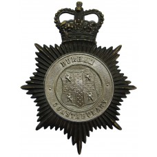 Durham Constabulary Black and Chrome Helmet Plate - Queen's Crown