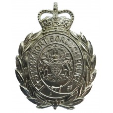 Stockport Borough Police Wreath Helmet Plate - Queen's Crown (Non Voided Centre)