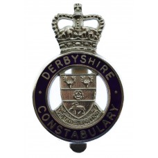 Derbyshire Constabulary Enamelled Cap Badge - Queen's Crown