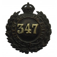Sheffield City Police Black Wreath Cap Badge - King's Crown