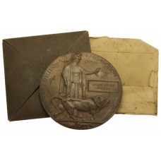 WW1 Memorial Plaque (Death Penny) with Box and Envelope - L.Cpl. James Henry Haddon, 3rd Bn. Coldstream Guards - K.I.A. 15/9/16