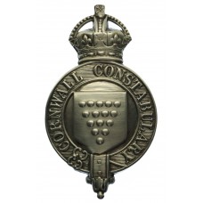 Cornwall Constabulary White Metal Helmet Plate - King's Crown