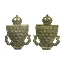 Pair of Cornwall Constabulary White Metal Collar Badges - King's Crown