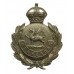 Glamorgan Constabulary Small White Metal Wreath Helmet Plate/Cap Badge - King's Crown