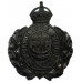 Folkestone Borough Police Black Wreath Helmet Plate - King's Crown