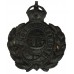 Folkestone Borough Police Black Wreath Helmet Plate - King's Crown