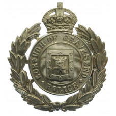 Gravesend Borough Police Wreath Helmet Plate - King's Crown