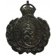 Brighton Borough Police Blackened Metal Helmet Plate - King's Crown