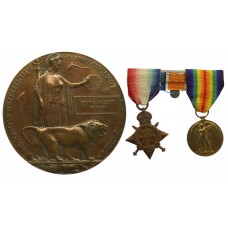 WW1 1914-15 Star, Victory Medal and Memorial Plaque - Sjt. B.A. N