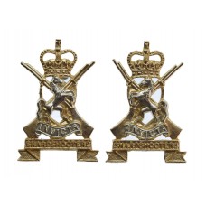 Pair of Kent & County of London Yeomanry (Sharpshooters) Anodised (Staybrite) Collar Badges