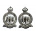 Pair of Northumberland Hussars Chrome Collar Badges - King's Crown