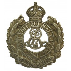 Edward VII Royal Engineers Volunteers White Metal Cap Badge (c.1901-1908)