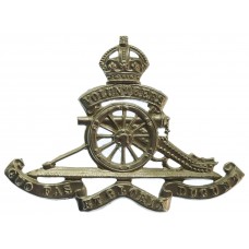 Edwardian Royal Artillery Volunteers White Metal Cap Badge - (c.1