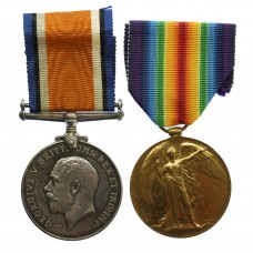 WW1 British War & Victory Medal Pair - Gnr. W. Ainscough, Roy