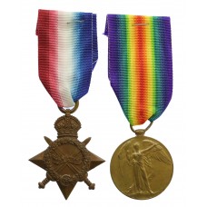 WW1 1914-15 Star & Victory Medal - Pte. F. Simpson, 2nd Bn. East Yorkshire Regiment - Wounded