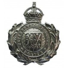 Peterborough Borough Police Wreath Helmet Plate - King's Crown
