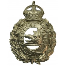 Bradford City Police White Metal Wreath Helmet Plate - King's Crown