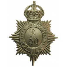 Bristol Constabulary White Metal Helmet Plate - King's Crown (E 5