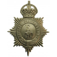 Bristol Constabulary White Metal Helmet Plate - King's Crown (E 50)