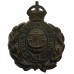 Folkestone Borough Police Black Wreath Helmet Plate - King's Crown