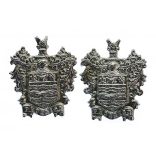 Pair of Blackpool Police Chrome Coat of  Arms Collar Badges