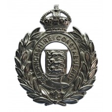 Lancashire Constabulary Chrome Wreath Helmet Plate - King's Crown