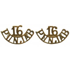 Pair of Indian Army 16th Punjab Regiment (16/PUNJAB) Shoulder Tit