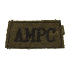 Auxiliary Military Pioneer Corps (A.M.P.C.) WW2 Cloth Slip On Shoulder Title