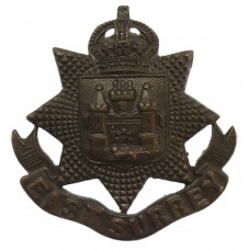 East Surrey Regiment Officer's Service Dress Cap Badge - King's C