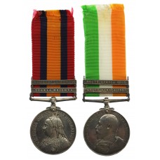 Queen's South Africa (Clasps - Tugela Heights, Relief of Ladysmith) and King's South Africa (Clasps - South Africa 1901, South Africa 1902) Medal Pair - Pte. H.J. Bough, Royal Lancaster Regiment