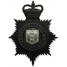 Herefordshire Constabulary Black Helmet Plate - Queen's Crown