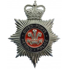 Dyfed-Powys Heddlu Police Enamelled Helmet Plate - Queen's Crown