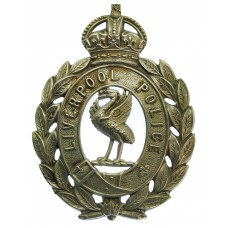 Liverpool City Police White Metal Wreath Helmet Plate - King's Crown