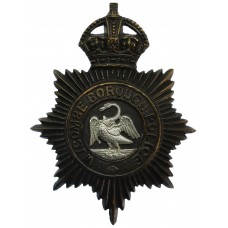 Rare Wycombe Borough Police Black Helmet Plate - King's Crown