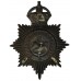 Rare Wycombe Borough Police Black Helmet Plate - King's Crown