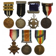WW1 Mentioned in Despatches 1914-15 Star Medal Trio & St. John Ambulance Railway Medal Group of Seven Inc. 9ct Gold Medal - Pte. W.G. Read, Wiltshire Regiment