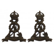 Pair of Pioneer Corps Officer's Service Dress Collar Badges - King's Crown