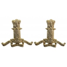 Pair of 11th Hussars Anodised (Staybrite) Collar Badges