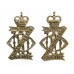 Pair of 13th/18th Hussars Anodised (Staybrite) Collar Badges