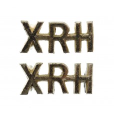 Pair of 10th Royal Hussars (XRH) Anodised (Staybrite) Shoulder Titles