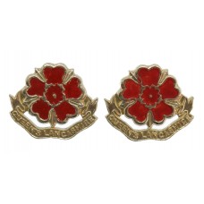 Pair of Queen's Lancashire Regiment Anodised (Staybrite) Collar B