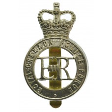 Royal Grenada Police Force White Metal Cap Badge - Queen's Crown