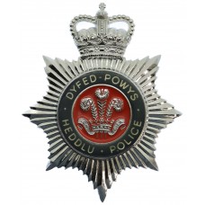 Dyfed-Powys Heddlu Police Enamelled Helmet Plate - Queen's Crown