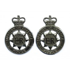 Pair of Ministry of Defence Police Collar Badges - Queen's Crown