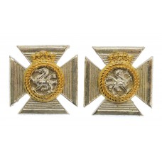 Pair of Duke of Edinburgh's Royal Regiment Officer's Silvered & Gilt Collar Badges