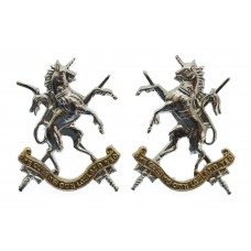 Pair of Queen's Own Lowland Yeomanry Anodised (Staybrite) Collar Badges