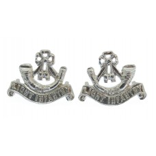 Pair of Light Infantry Anodised (Staybrite) Collar Badges