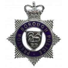 Preston Borough Police Senior Officer's Enamelled Cap Badge - Queen's Crown