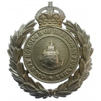County Borough of Barrow-in-Furness Police Wreath Helmet Plate - King's Crown